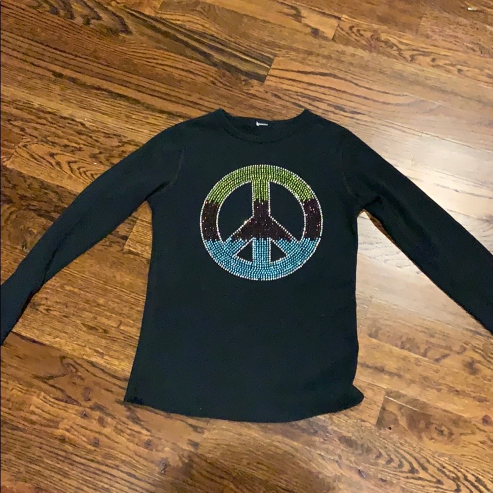 Black Waffle Peace Sign shirt Size 8